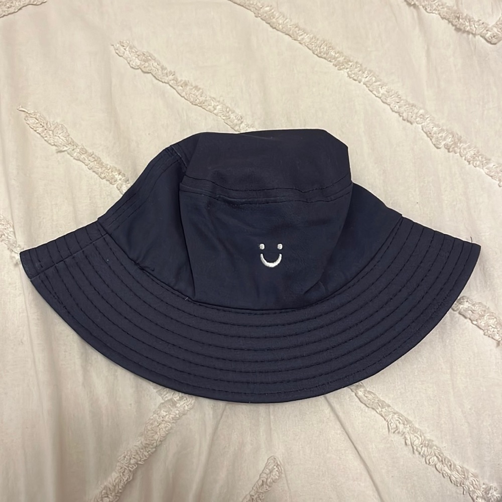 Navy Blue Bucket Hat with Smiley Face